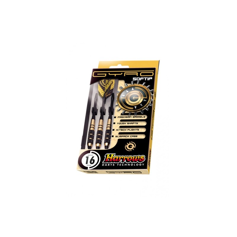 Fléchettes Harrows Gyro Softip 16g/18g – Pointe plastique 2BA pour cib