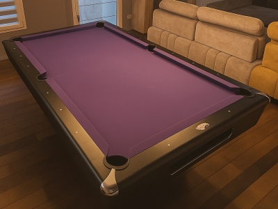 Livraison d’un billard américain au tapis violet chez un client passionné